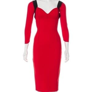 CHIARA BONI Midi Bodycon Dress - Red/Black Perfect Condition NWOT
